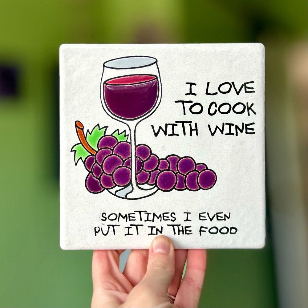 Red Wine Cooking Kitchen Ceramic Trivet Accent